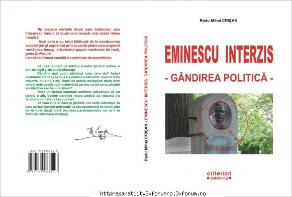 Eminescu - EMINESCU INTERZIS. GANDIREA POLITICA SPRE - REDACTARE PROIECTE!