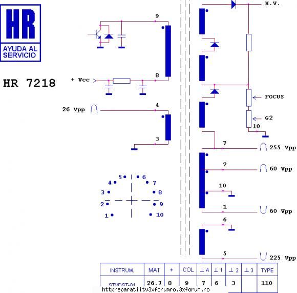 trafo linii - dupa datele taleHR7218 AI SI DATELE LUI schema - ELECTRONICA DE LA A la Z !